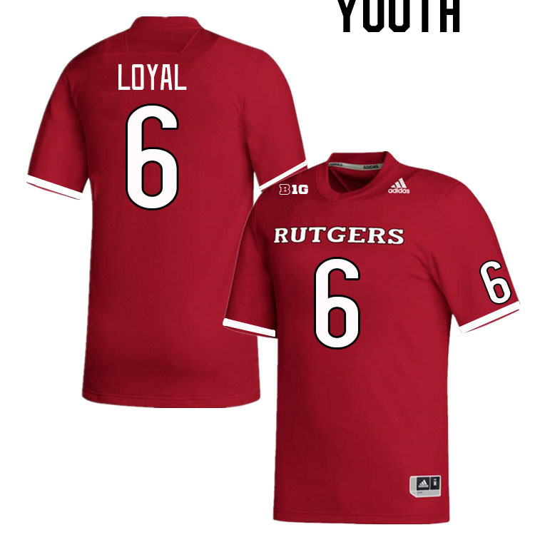 Youth #6 Shaquan Loyal Rutgers Scarlet Knights College Football Jerseys Stitched Sale-Scarlet